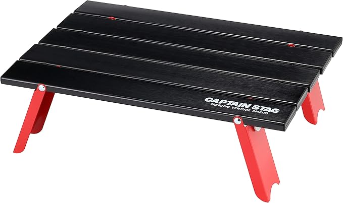 CAPTAIN STAG UC-520 Aluminum Roll Table for Camping Barbecues Compact Black