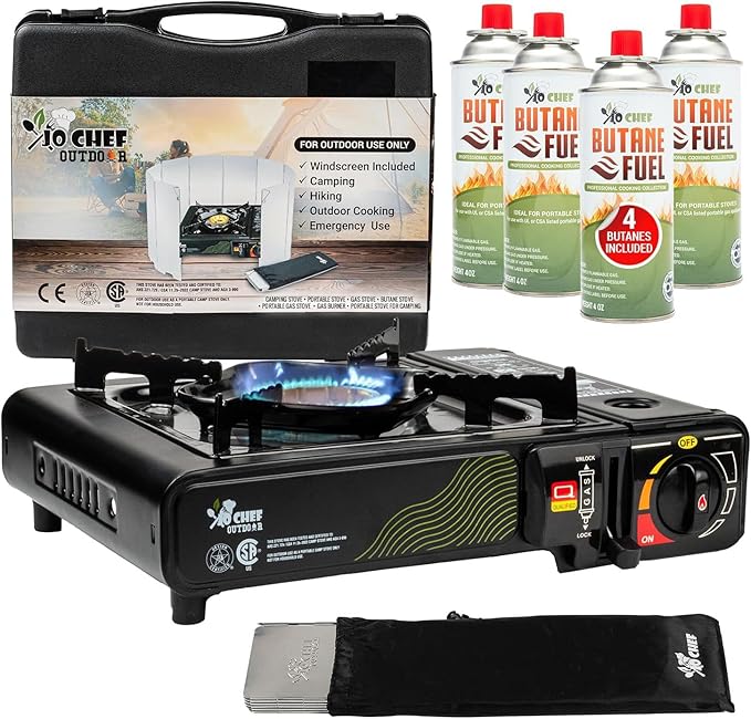 JoChef Butane Camping Stove - 9500 BTU Portable Gas Stove