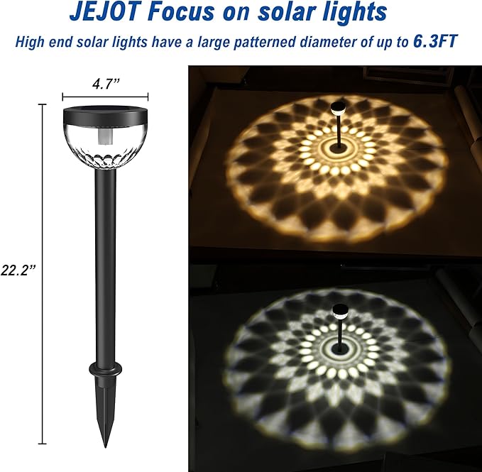 4 Pack Solar Flood Light Security LightsPathway Lights with 2CCT(Warm and Cool) Light ModesBright Pattern Solar Decorative Lights Outdoor