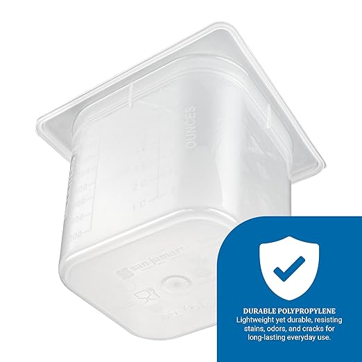 San Jamar Modpans 1/6 Food Pan and Lid for Kitchens and Restaurants Plastic 2 Quarts White