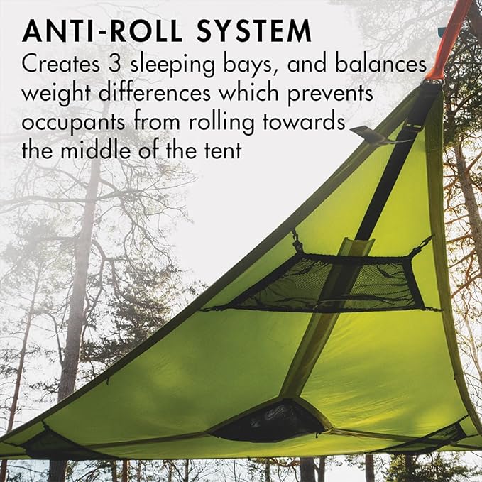 Tentsile Trillium Giant Hammock The Original Tree Tent Company 3 Adult Capacity Anti-Roll Central Hatch Ratches and Straps Included Designed in The UK (3 Person Fresh Green)