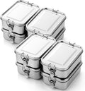 Umigy 8 Pcs Stainless Steel Food Containers 850ml Metal Bento Lunch Box Stainless Steel Food Storage Containers Lockable Clips to Leak Proof Reusable Dishwasher Snack Boxes for Work