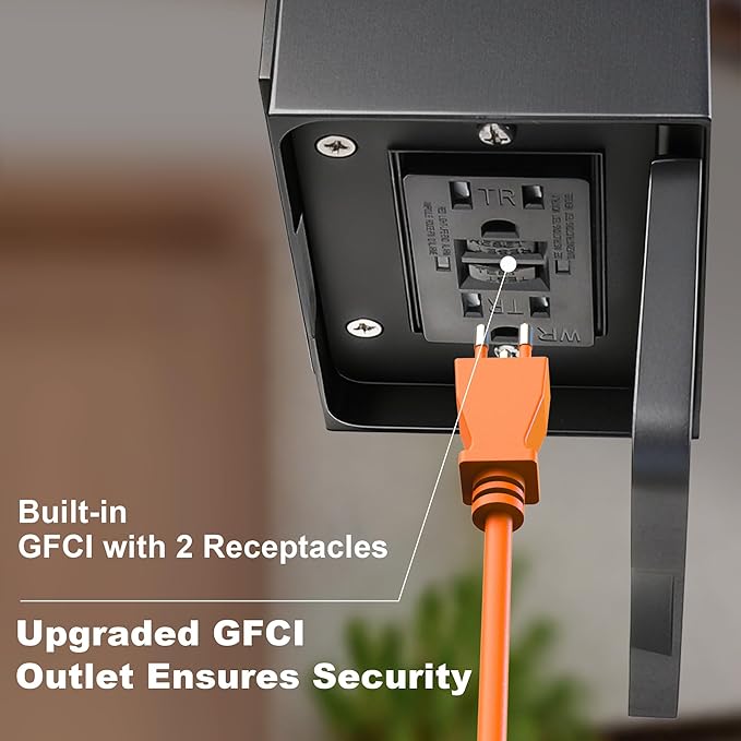 WIHTU Outdoor Wall Light Fixtures with GFCI Outlet 2-Pack Waterproof Porch Lights Alunmium Exterior Lighting Fixture Modern Outside Light Wall Mount for House Patio Front Door Garage Entryway Garden