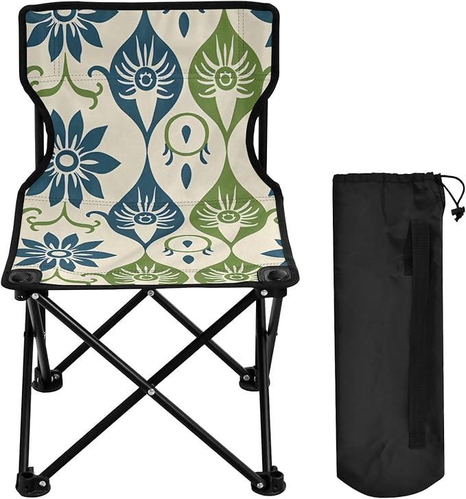 Blue Green Texture Portable Camping Chairs Folding Chair - Durable Oxford Fabric Lightweight Iron Frame Easy Fold Design - Ideal for Outdoor Activities Camping Fishing and Travel