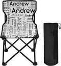Sinestour White Custom Folding Camping Chair for Teen Child Personalized Name 14.6×14.6in Portable Outdoor Chair with Carry Bag for Picnic Barbeques Beach