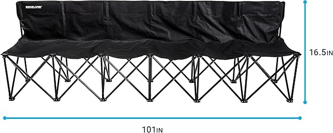 Franklin Sports Sideline Team Bench - Collapsible Sports Bench - Easy Assembly - Pop Up Black 6 Person