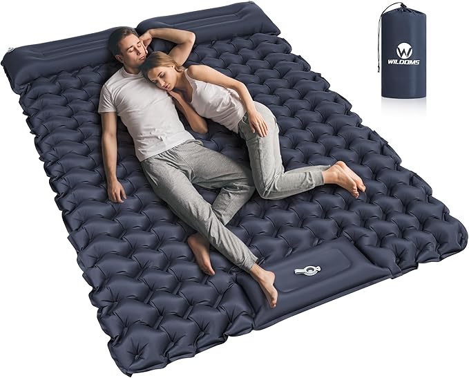 Double Sleeping Pad for Camping – 4” Thick Inflatable Camping Mattress 2 Person Built-in Foot Pump &amp Pillow Ultralight Self-Inflating Camping Mat for Tent Hiking Backpacking Traveling