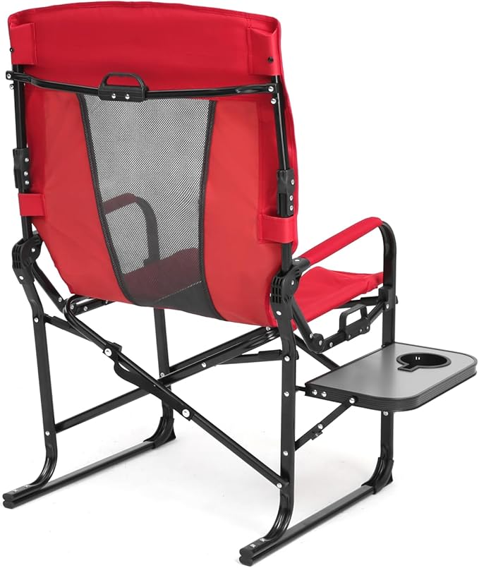 Camping Directors Chair Heavy DutyOversized Portable Folding Chair with Side Table Pocket for Beach FishingTripPicnicLawn Red