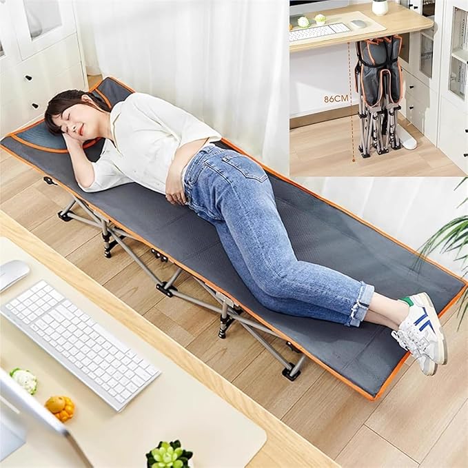 Metal Steel Frame Camping Cot Breathable Oxford Cloth Folding Cot for Outdoor Office/Home Nap Portable Folding Bed for Sleeping