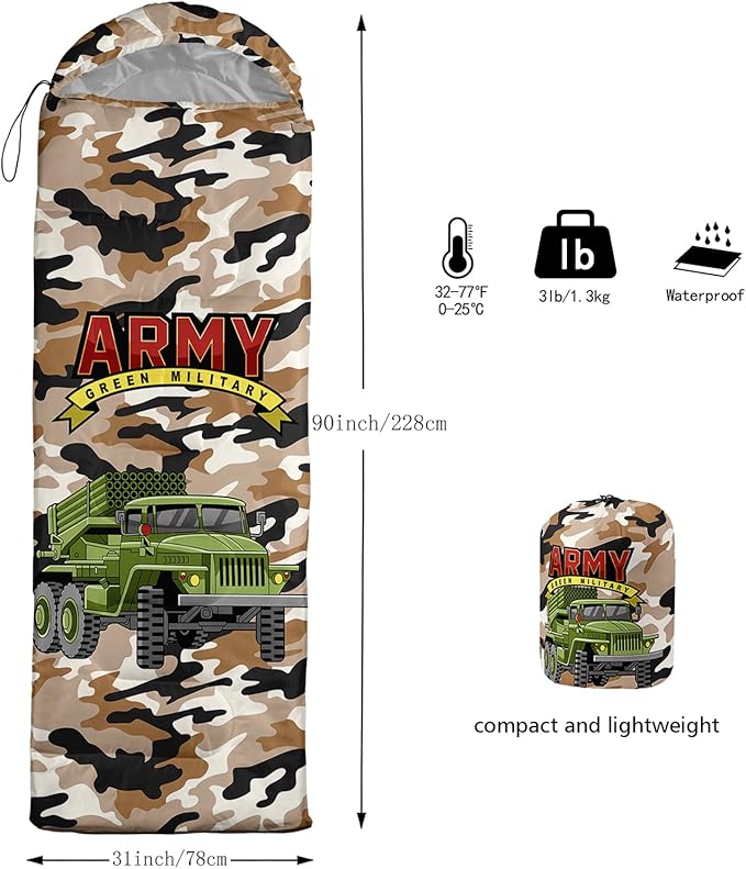 AILONEN Cartoon Car Sleeping BagsLightweight &amp Waterproof3 Season Warm &amp Cool WeatherCute Stars Printed Vehicles Transportation Sleeping Bags for BoysKidsAdults TravellingOutdoors