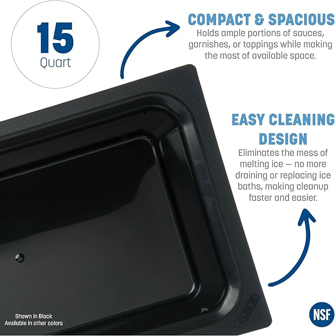 Carlisle FoodService Products CM110003 Coldmaster Plastic Standard Full-Size Food Pan 15 qt. Capacity 20.68 x 12.72 x 6.40 Black