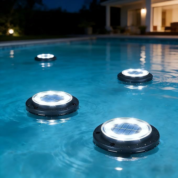 Flacchi Solar Lights Outdoor - Solar Powered Ground Lights Outdoor Solar Disk Light Waterproof Landscape Light for Patio Yard Pathway Walkway Driveway (Cool White 12 Pack)