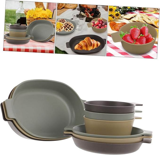 GANAZONO Outdoor Plates Dinnerware for Patio Camping Dishes Utensils Set Small Bowls for Side Dishes Bowl Kit