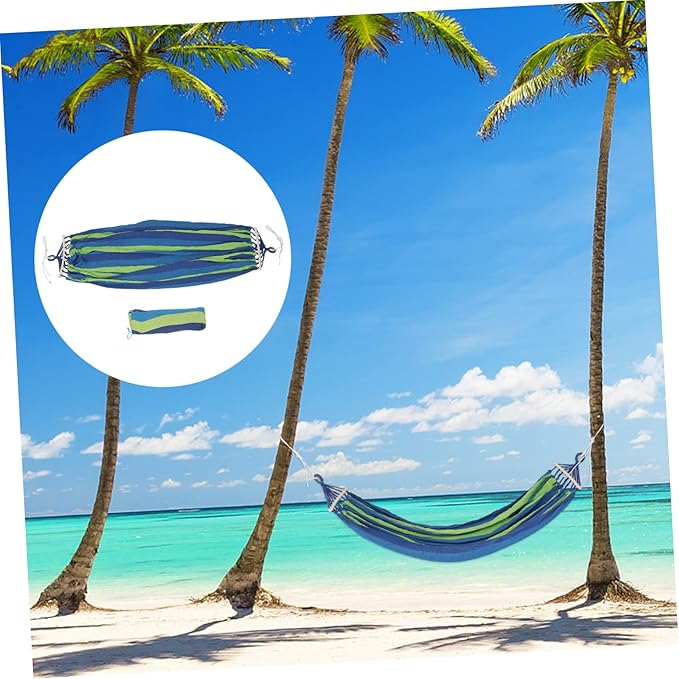150kg Outdoor Camping Hammock with Capacity Double-Sided Canvas for Travel Beach and Garden Use Lightweight and Portable Easy Setup with Tree Straps