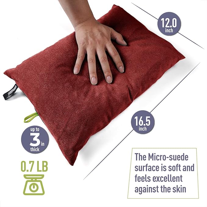 ZOOOBELIVES Down Filled Camping Pillow for Travel Washable Soft Cover Small Camp Cushion for Neck &amp Lumbar Support On-The-Go Ultralight &amp Compressible for Hiking Backpacking - AlpliveS2046