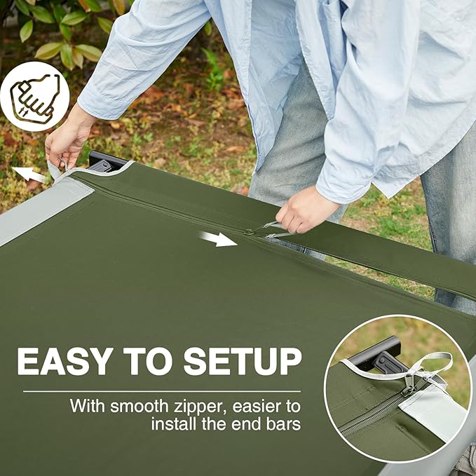 EVER ADVANCED Extra Wide Camping Cot for Adults Oversized XXL Sleeping Cots Folding Cot Bed with Carry Bag 84.3 L x 41.9 W Support to 550 lbs
