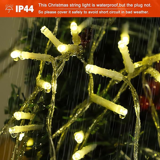Christmas Decoration Star Lights Outdoor 320 LED 16.4Ft Christmas Tree Toppers String Lights [8 Modes&amp Waterproof] for Halloween Christmas New Year Holiday Birthday (Iron-Warm White)