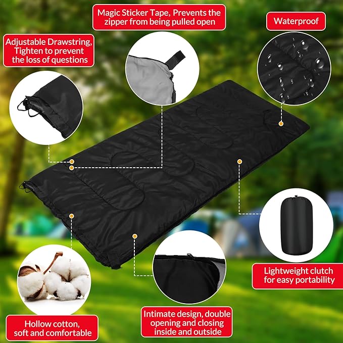Macarrie 12 Pack Camping Sleeping Bags for Adults Homeless Bulk Cold Weather Kids Sleeping Bag Lightweight Waterproof Compression Sack for Backpacking Traveling Hiking Outdoor Shelter