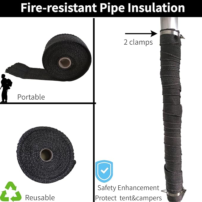 DANCHEL OUTDOOR Stove Jack Kit with Rain Flap Cover for Dia. 4''/5.85'' Fire Resistant Wood Stove Hole for Canvas Tent Hot Tent Chimney Side Wall A/C 4 Season