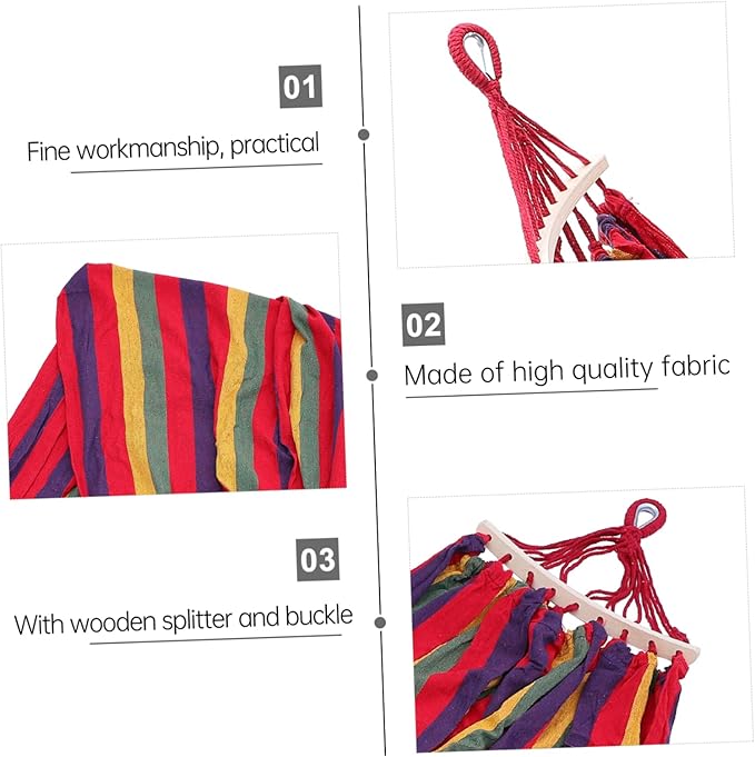 Outdoor Striped Canvas Hammock Swing Bed Garden Camping Travel Lounger Portable Hanging Hammock