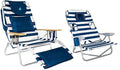 Ostrich Portable Deluxe 3-in-1 Padded Sports Chair w/5 Positions and Footrest &amp On-Your-Back Outdoor Camping Recliner w/5 Positions Blue Stripe