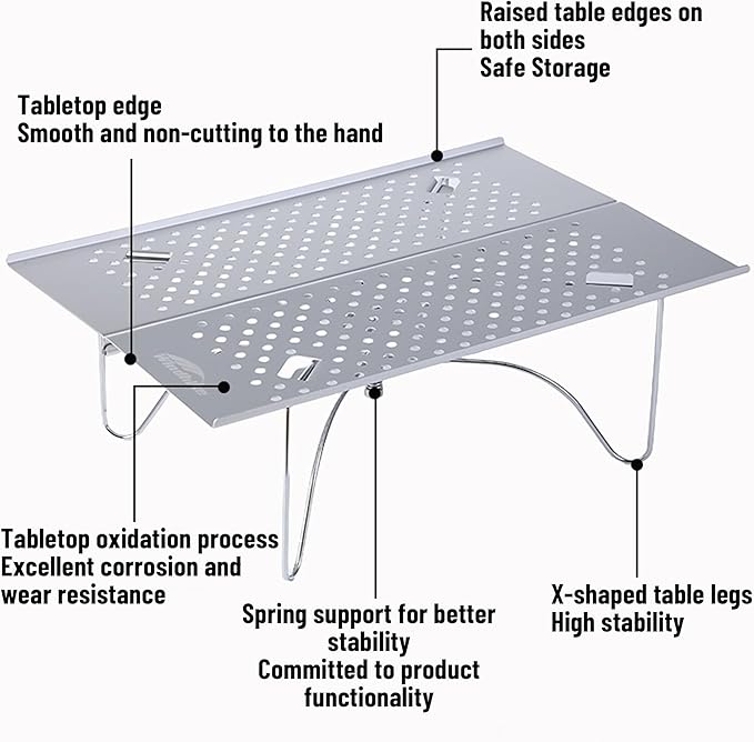 11oz Ultralight Small Folding Camping Table - 66lb Load Capacity Mini Backpacking Table with Carry Bag Aluminum No Assembly for Hiking Camping &amp Beach Compact Small Side Table