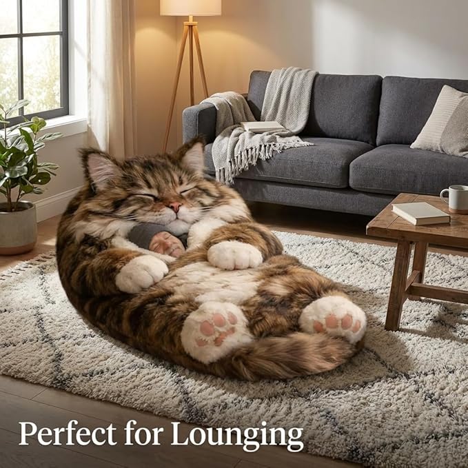 Soft Cat Sleeping Bag for Humans - Fluffy Cat Sleeping Bag for Adults - Warm Plush Envelope Design for Indoor &amp Outdoor Use