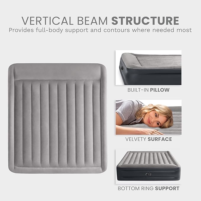 Intex King Air Mattress Dura-Beam Plus 16.5 Inflatable Bed with Built-in Pump