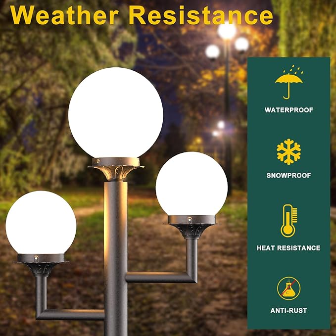 79'' Outdoor Post Lights Waterproof Triple Head Street Light Pole Lamp for Outside with 3Pcs 10W LED Bulbs IP65 Outdoor Lamp Post Light for Garden/Yard-Brown
