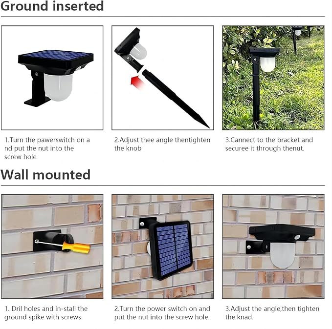 S NMT Solar Landscape Spotlight 4 Pack IP65 Waterproof Outdoor Garden Solar Powered Pathway Light Motion Sensor Path Lighting for Yard Patio Pathway