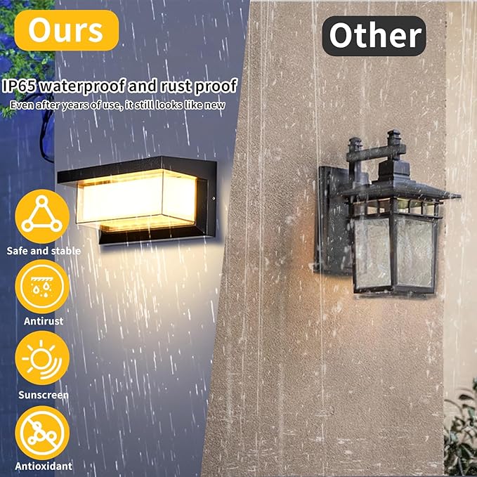 18W Modern LED Wall Light Outdoor 2Pack3000K Warm White Waterproof Porch Patio Lights Mount Outside FixturesMatte Black Aluminium LANFU