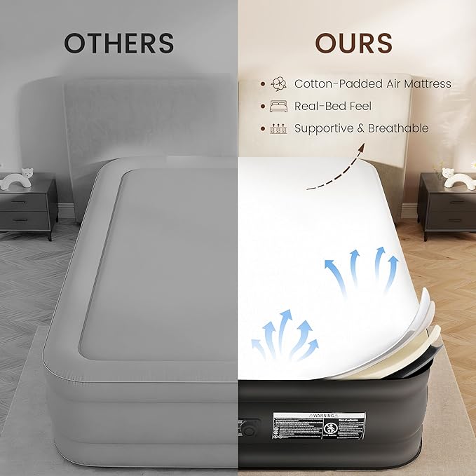 Queen Air Mattress with Built-in Pump 17 Raised Queen Blow Up Mattress Soft Milk Fiber &amp Foam Topper Air Bed Portable for Home &amp Guests Colchones Inflables Queen 900 Lbs