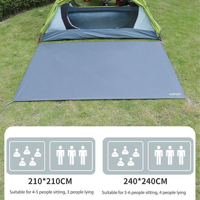 Tent Footprints Outdoor Camping Tent Floor Mat Moisture Proof Ground Sheet 210D Oxford Cloth Ultralight Waterproof Wear-Resistant Multi-Purpose Shading Trap with Tent Stakes