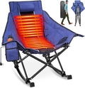 Suteck Heated Rocking Camping Chair - Fully Thicker Padded Heated Chairs for Outdoor Sports W/3 Heat Levels for Back &amp Seat Heated Folding Chair for Adults with Carry Bag- Battery NOT Included