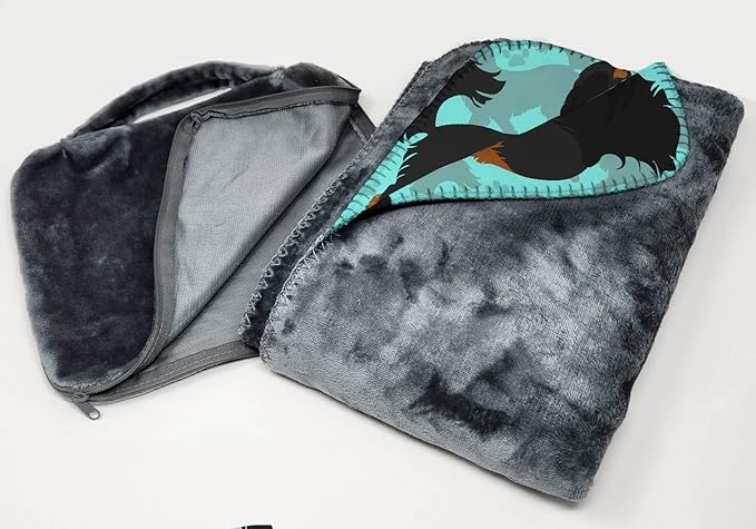 Caroline's Treasures MLM1038TBLT Black and Tan Cavalier King Charles Spaniel Soft Travel Blanket with Bag Airplane Blanket Indoor Outdoor Camping Blanket for Traveling Picnics Beach Trips Concerts