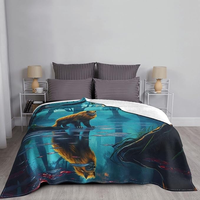 Lion Soft Fleece Blanket 60 * 50 inch Soft Sofa Blanket Suitable for Sofa Camping Travel Night Cover Blanket