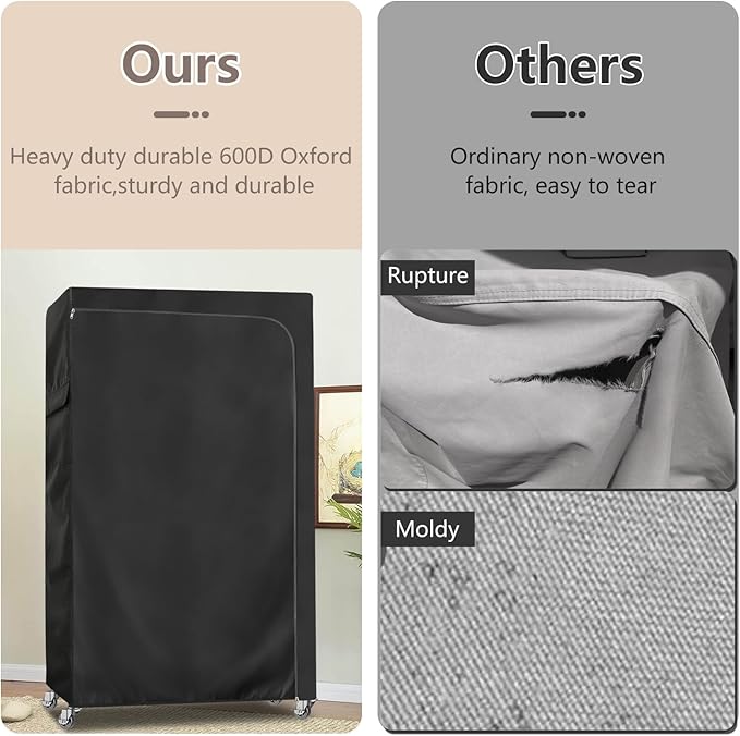 Garment Rack Cover600D Heavy Duty Waterproof Clothing Rack CoverClothes Rack Cover with Zipper for Metal Garment Rack（47.2W x 17.7D x 80.7HCover Only)