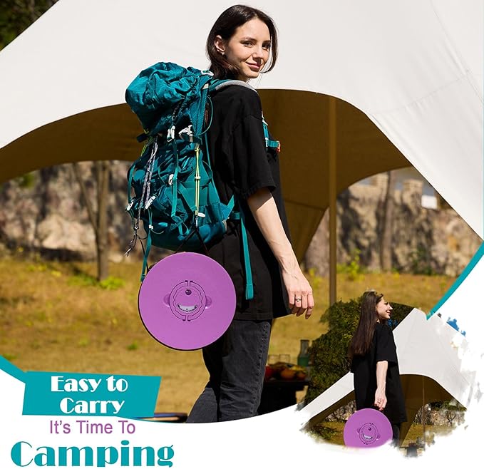 Upgraded Collapsible Stool with Cushion 1000 lbs Capacity &amp 19.7-in High Wider &amp Taller Heavy Duty Portable Telescoping Foldable Seat for Adults Camping Travel Music Festivals Outdoors