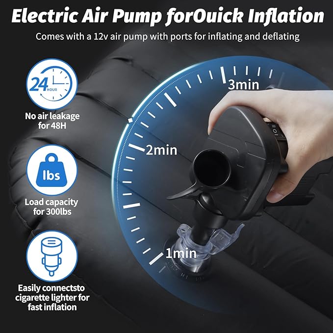 Inflatable Car Air Mattress Back Seat Bed with Air Pump55 x 35 Portable Thickened Car Travel Camping Sleeping Air Mattress Blow Up Bed for Car Universal SUV