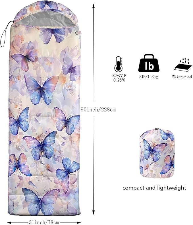 Kids Sleeping Bag for Boys GirlsWestern Cowboy Print-Lightweight Warm Portable Outdoor Indoor-Waterproof Cold Weather Resistant Sleeping Bag for Camping Hiking