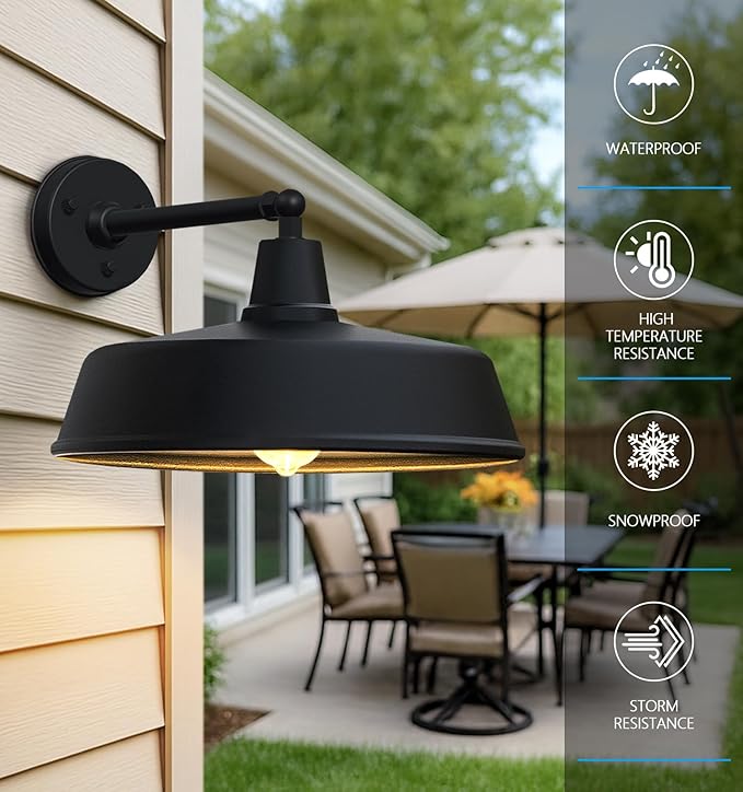 JOESA Large 18 Outdoor barn gooseneck Light Vintage Farmhouse Style Wall Mounted barn Light Perfect as an Exterior Light Fixture for Homes porches and garages