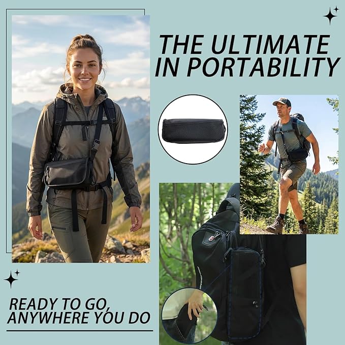 Portable Collapsible Stool - Folding Chair with Storage Pouch Convertible Satchel for Hands-Free Carry &amp Supports 265Lbs Ultralight for Hiking Fishing Camping Festivals (Black)