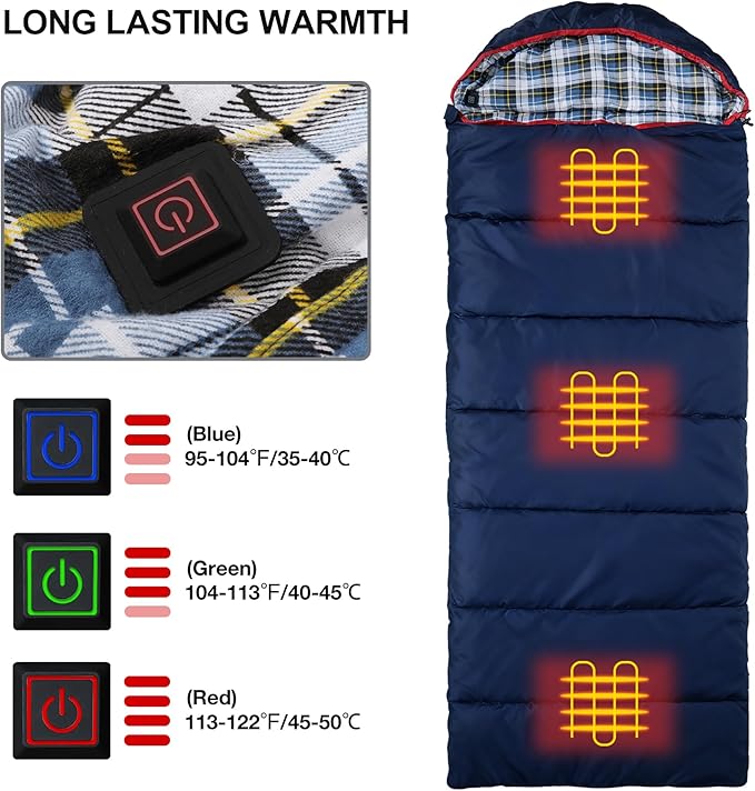 REDCAMP Cotton Flannel Sleeping Bag for Camping Backpacking Adults Cold Weather Envelope Sleeping Bags with 2/3/4/6lbs Filling