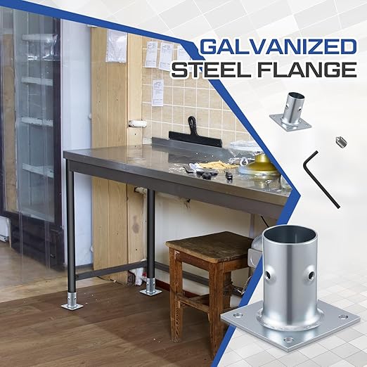 Blulu 8 Pack Galvanized Steel Flange Oblong Base for 1-5/8 OD Tubing Suitable for Mounting Stainless Worktables Equipment Stands Kitchen Equipment Legs