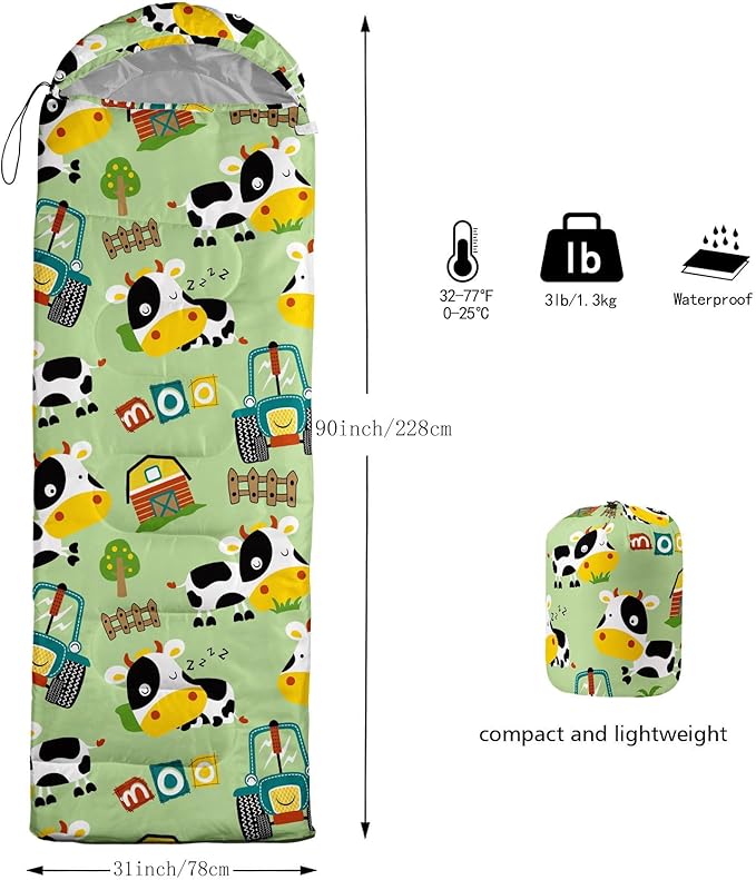Kids Sleeping Bag for Boys GirlsBlue Ripples Print-Lightweight Warm Portable Outdoor Indoor-Waterproof Cold Weather Resistant Sleeping Bag for Camping Hiking
