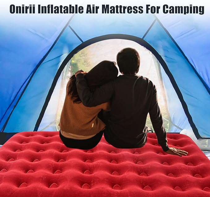 Queen Size Double Camping Air Mattress Bed with Air PumpInflatable Mattress80x 60Thickened Portable Blow Up Air MattressTravel Sleeping Bed Pad for Camping Home Hiking
