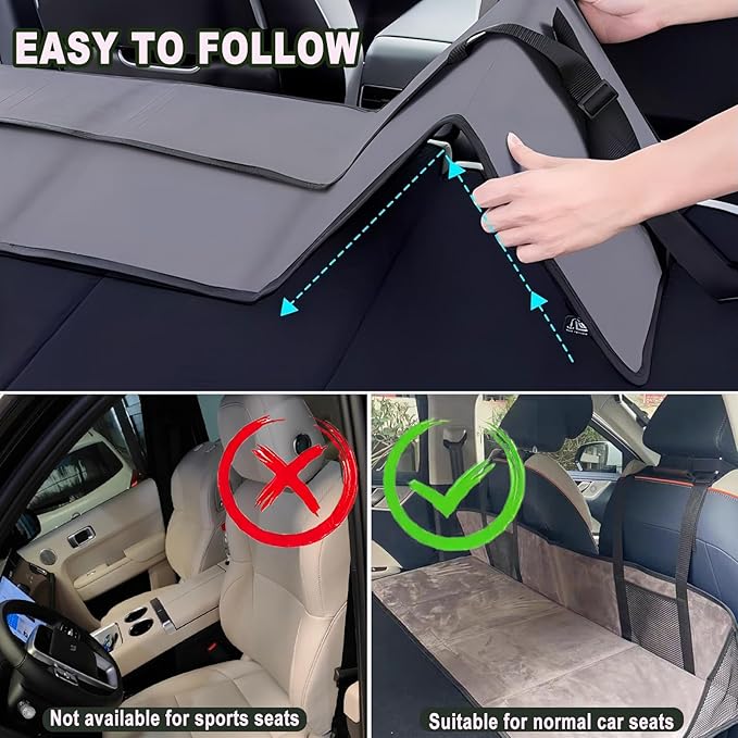 Car Rear Seat Mattress Extension Plate Portable Mattress for Sleeping Foldable Back Seat Extender Increase Travel Trunk Space and Car Bed Camping Space for Car SUV Model Y/3 (Black)