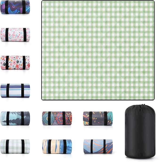 60x80 Large Picnic Blankets Waterproof Outdoor Portable Beach Blanket Weatherproof Patios Grass Park Lawn Tent Ground Mat Summer Camping Rv Supplies Car Travel Hiking Family Must Haves Gifts