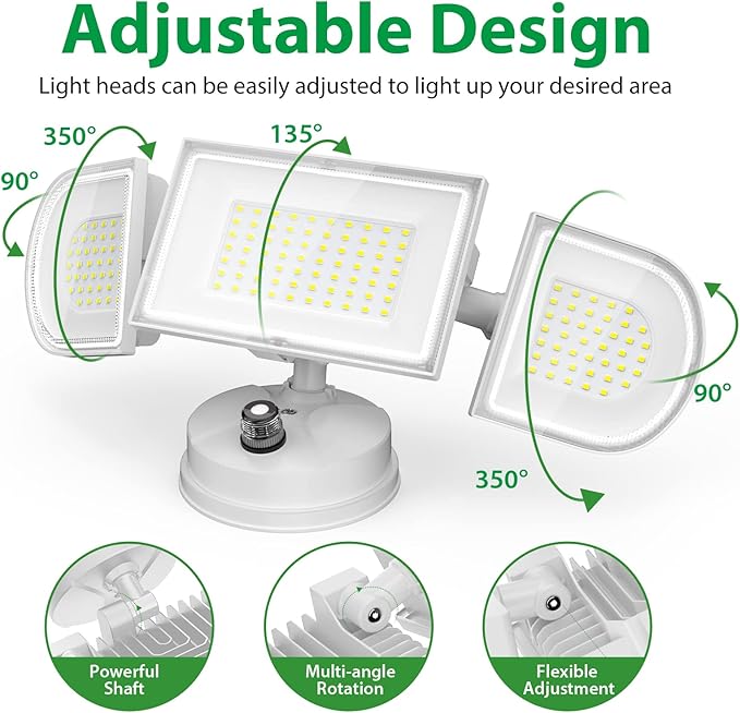 iMaihom 130W Dusk to Dawn Outdoor Lighting13000LM LED Flood Lights Outdoor 3 Adjustable Heads Security Lights with Photocell IP65 Waterproof 6500K Flood Light for Yard Garage Patio