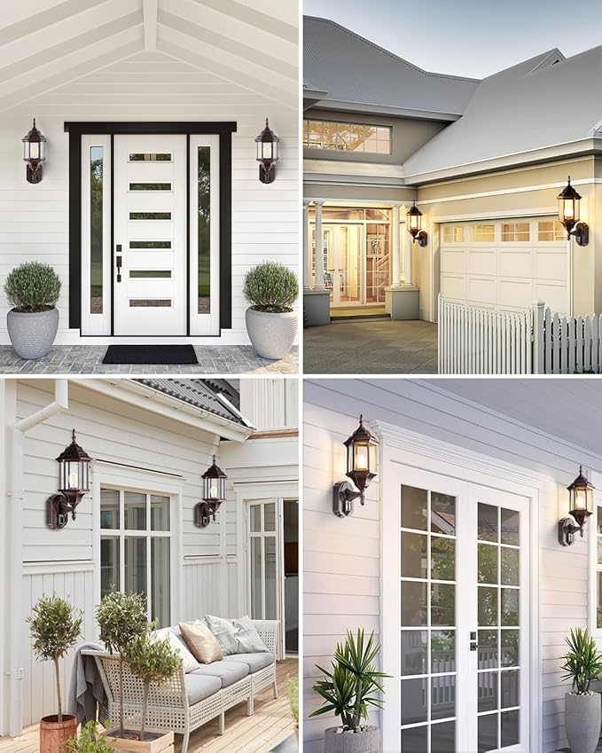 Redluck Motion Sensor Outdoor Lights 16 inch Dusk to Dawn Outside Porch Lights Waterproof Anti-Rust Aluminum Outdoor Wall Lights for House Garage Front Door Antique Black and Bronze Gold